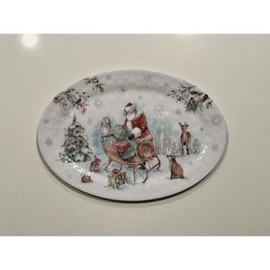 PLATTER Plastic Christmas Santa + woodland animals